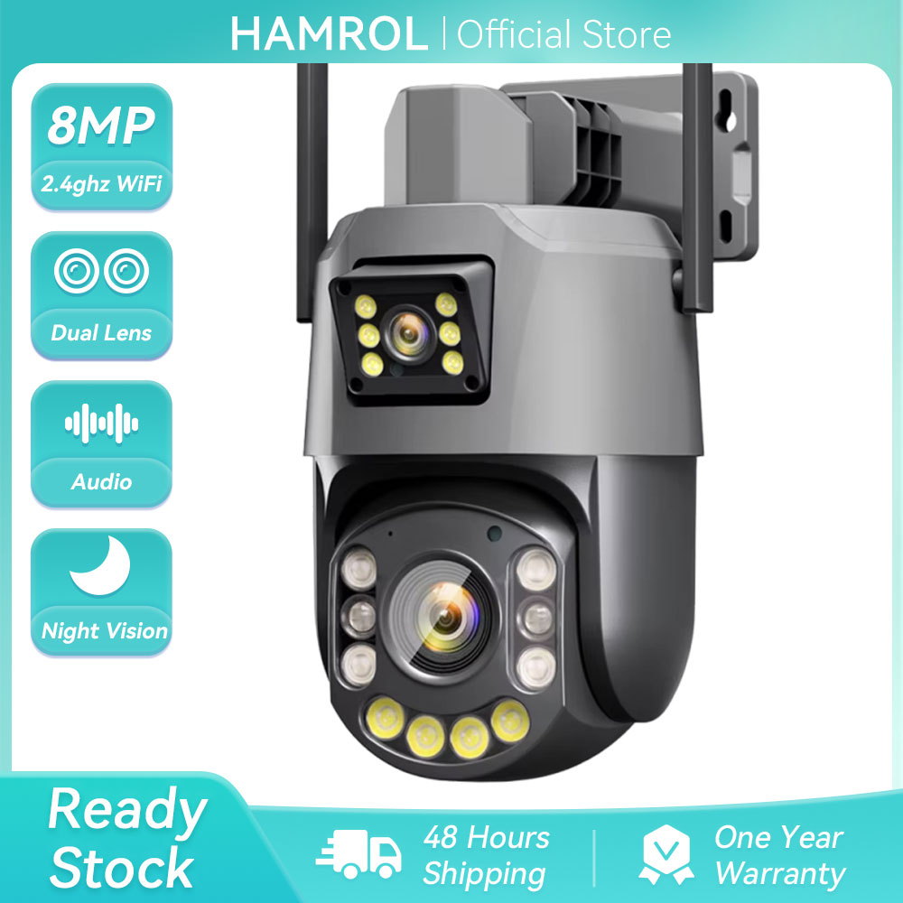 Hamrol 4K 8Mp Dual Lens Dual Screen 36X Optical Zoom Ptz Wifi Camera Ai Humanoid Detection Cctv