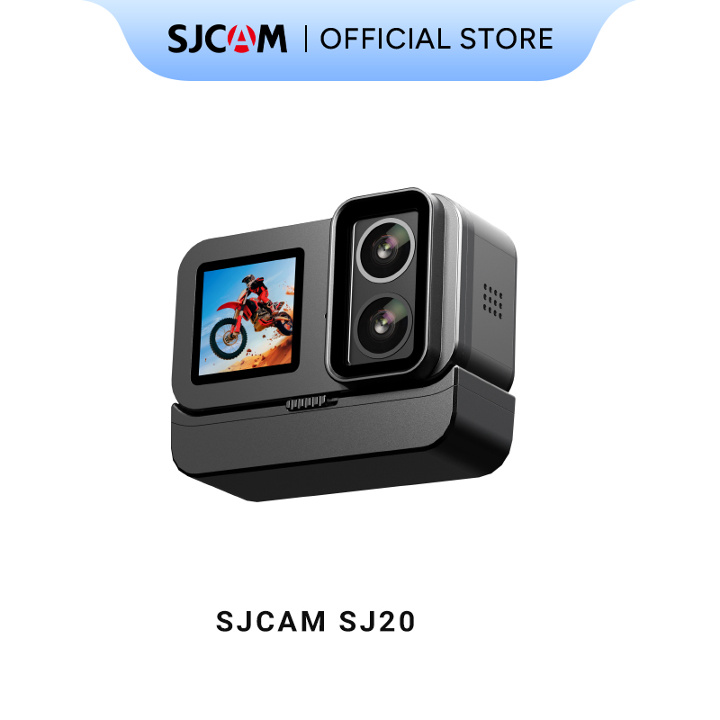 SJCAM SJ20 Dual Lens Dual Screen Dedicated Lenses For Day and Night with 4k 30FPS 5M Body Waterproof with Protective Frame Case for Outdoor Diving Sports 6-Axis Wide Angle 8X Digital zoom Slow Motion Video Camera Support 2.4G/5G WiFi Sports Action Camera