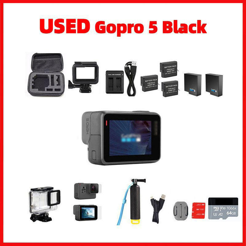 Dual Screen Action Camera 4K GoPro Hero 5 Black Touch LCD With Wifi GPS For Motorcycle, Vlogging Go Pro 5 Stabilization Sport Camera 2nd hand