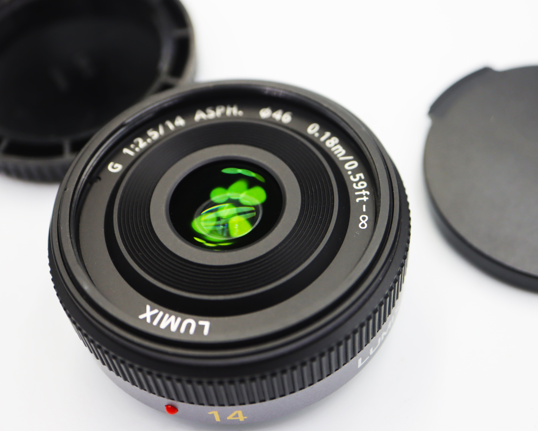 PANASONIC LUMIX G 14mm F2.5 ASPH AF H-H014 Grey Lens Pancake 14mm f/2.5 14mm f2.5 14mm F/2.5 Pancake Wide-Angle Wide Angle stepping motor provides quick, quiet autofocus performance that is beneficial to both movie and still recording, used