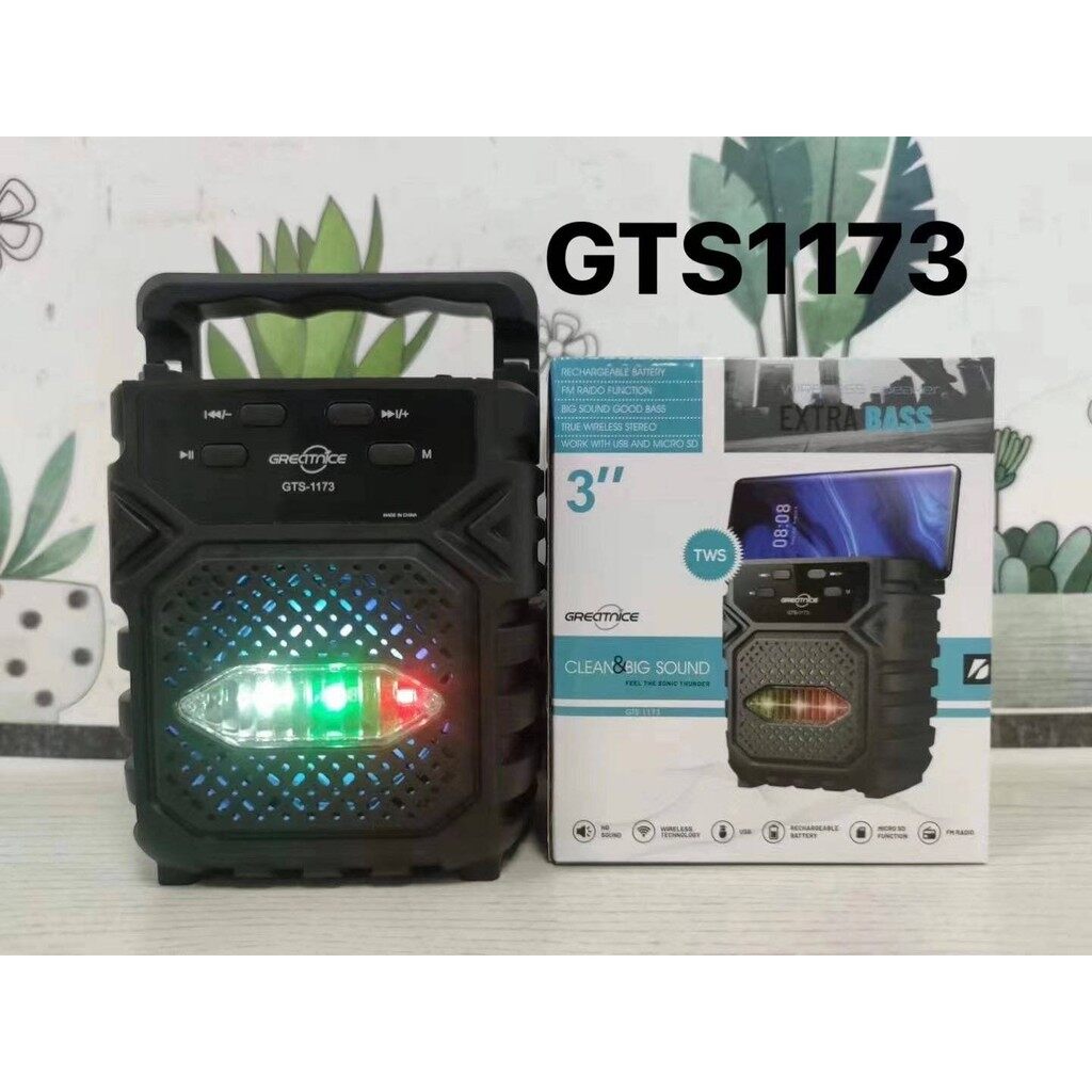 ลำโพงบลูทูธ ไร้สายรุ่น 1173 ไฟLED  วางโทรศัพท์ได้ รองรับวิทยุ FM /TF/ USB
