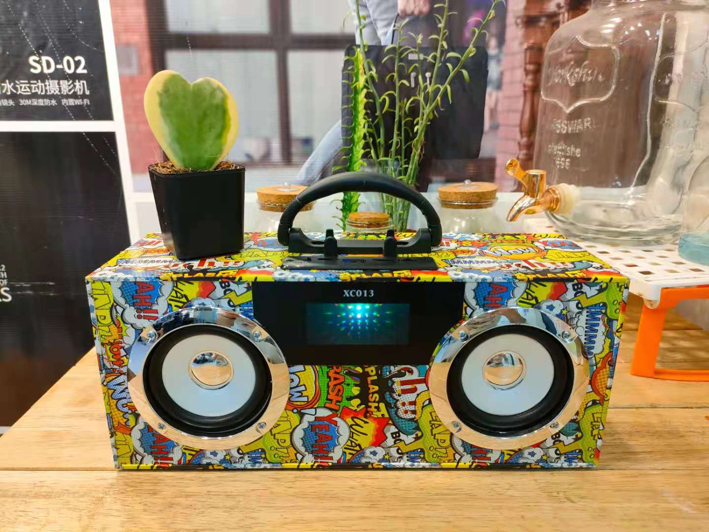 Bluetooth Speaker, Model Xqf-Xc013, Light and Sound, Wooden Speaker, Best Seller.