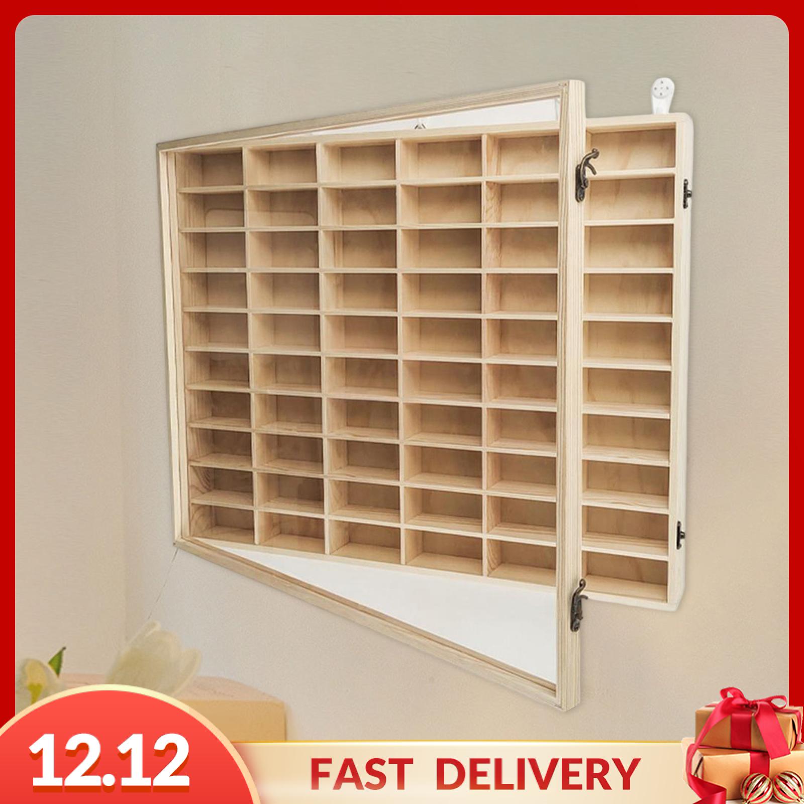 Gispark Wooden Toy Car Display Case Protection with Dustproof Door Organizing Durability Showcase Model Car Storage Rack Wall Mount