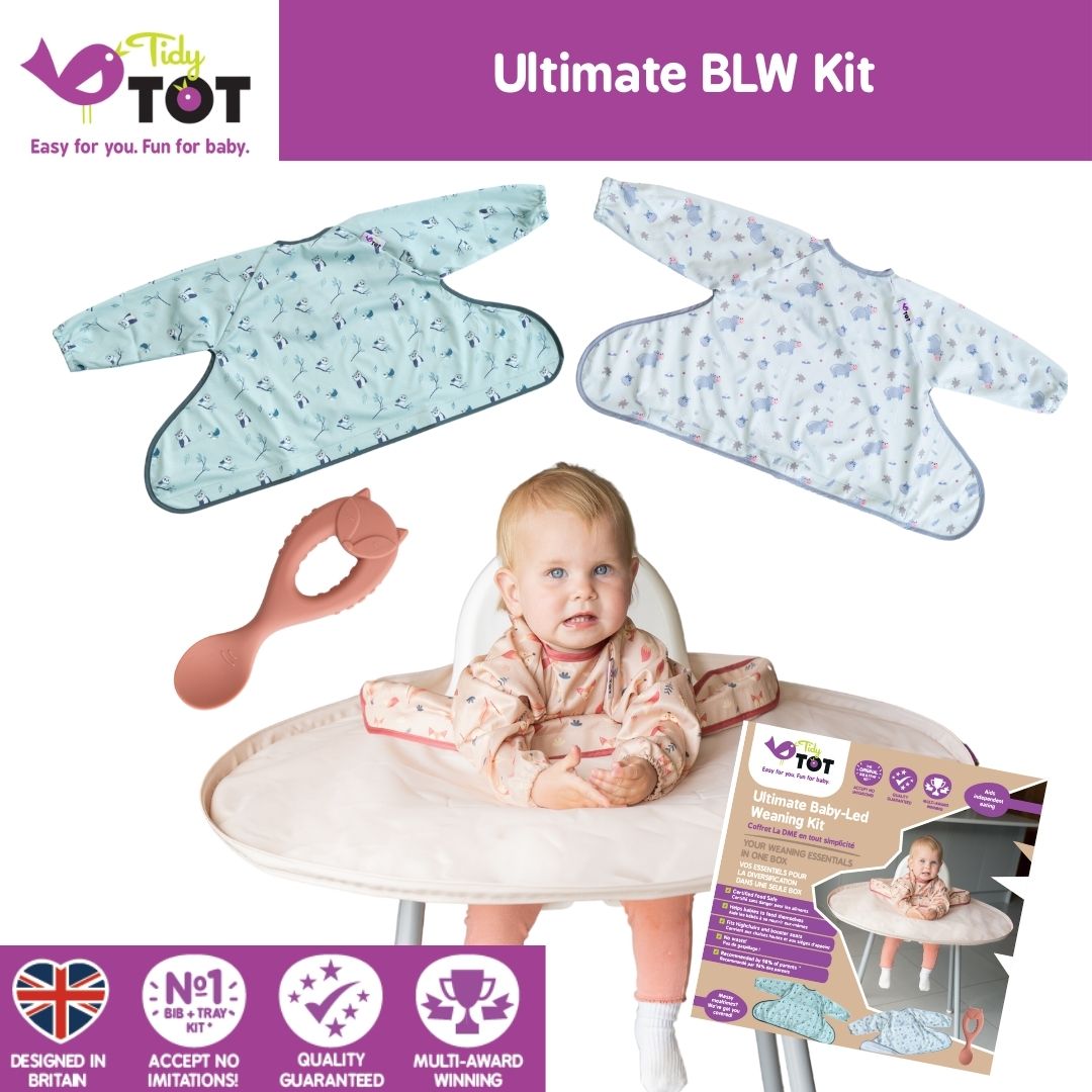 Tidy Tot Ultimate Blw Kit Set: Protective Tray + Changing Shirt + Spoon