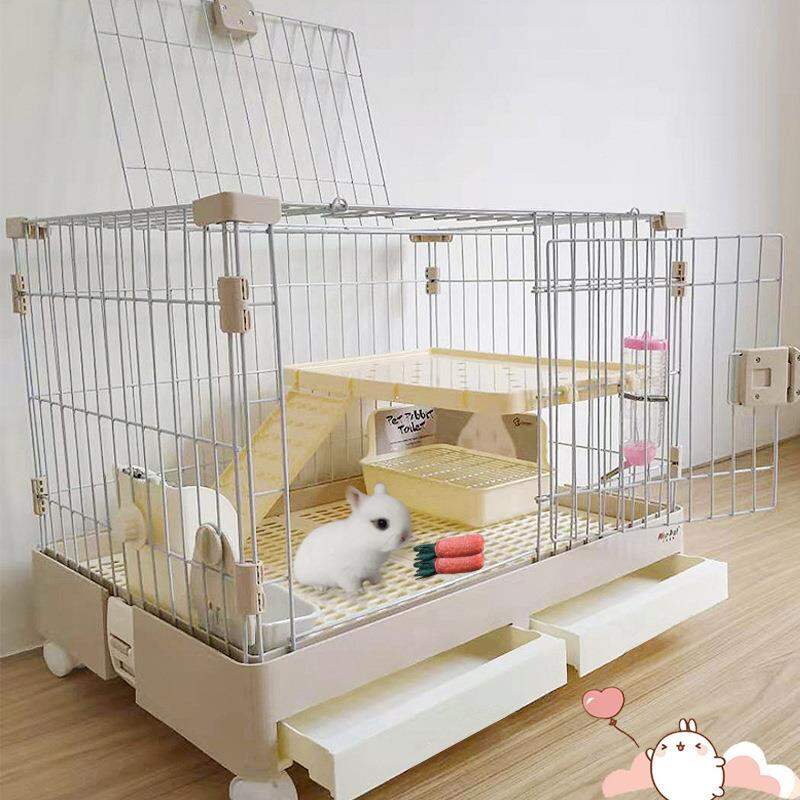 Large Urine-Resistant Rabbit Hutch Drawer-Style Double-Layer