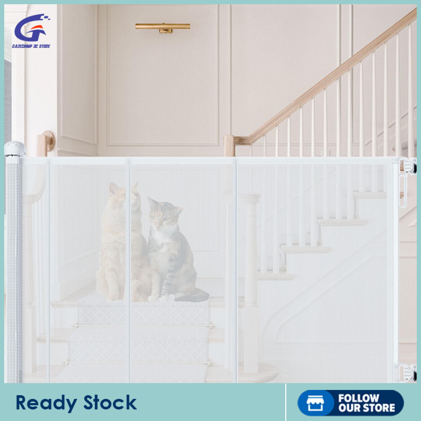 Gazechimp Retractable Pet Gate Pet Barrier Portable Sturdy Easy to Use Adjustable Convenient Pet Fence Dog Gate for Deck Stair Entrance