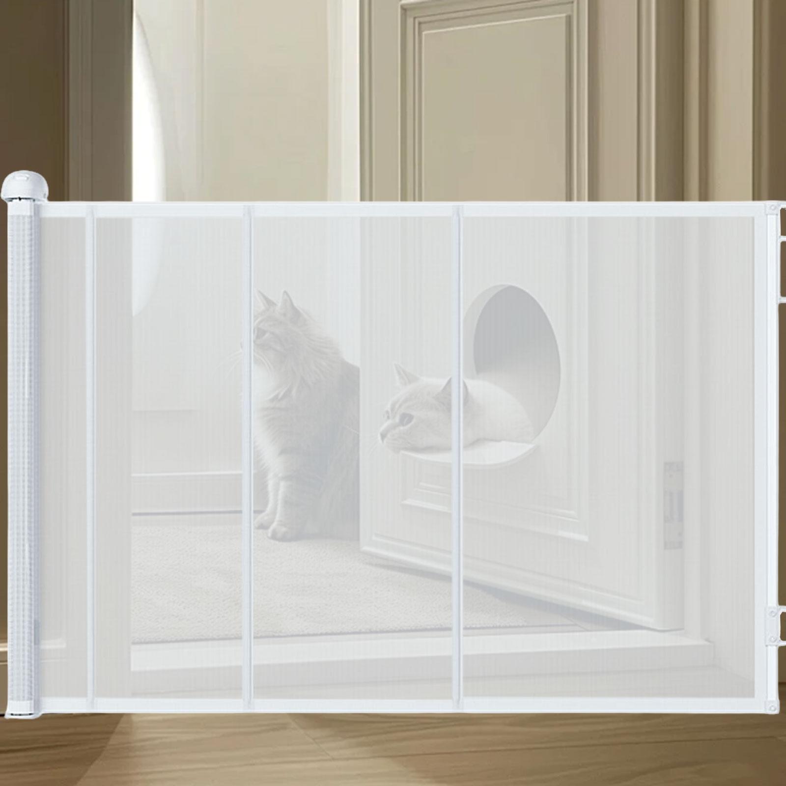Meowhouse Retractable Pet Gate Dog Fence Pet Barrier Guard Enclosure for Indoor Doorway Stair