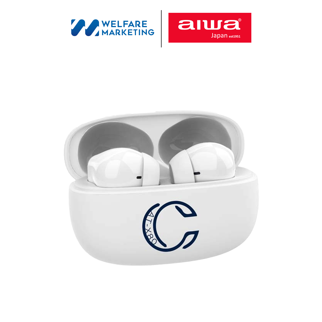 AIWA AT-X80C TWS Bluetooth Earphones หูฟังไร้สายแบบอินเอียร์ น้ำหนักเบา กันน้ำระดับ IPX4
