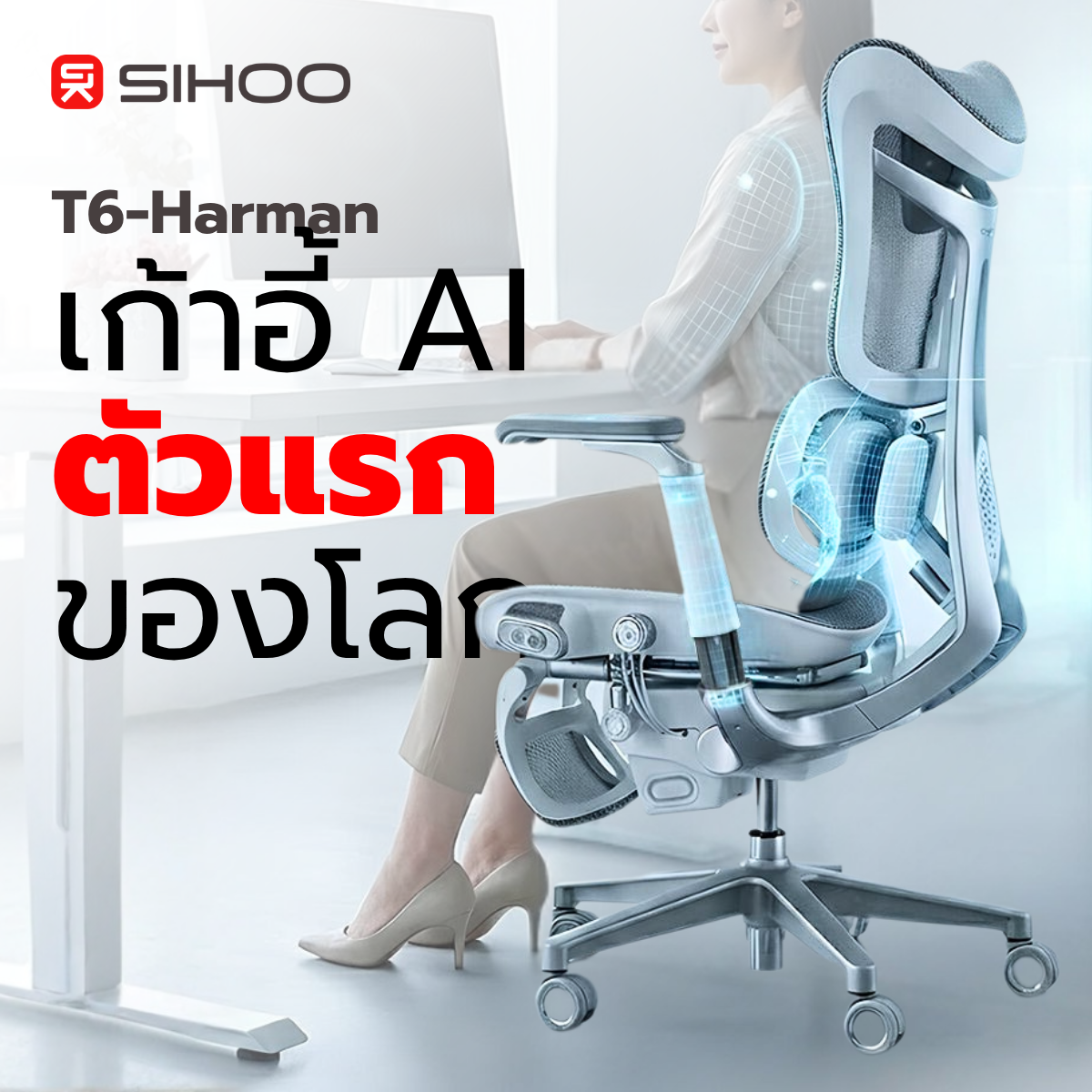 Sihoo T6 Sit on Ai Intelligent Ergonomic Chair with Ichair Wellness System